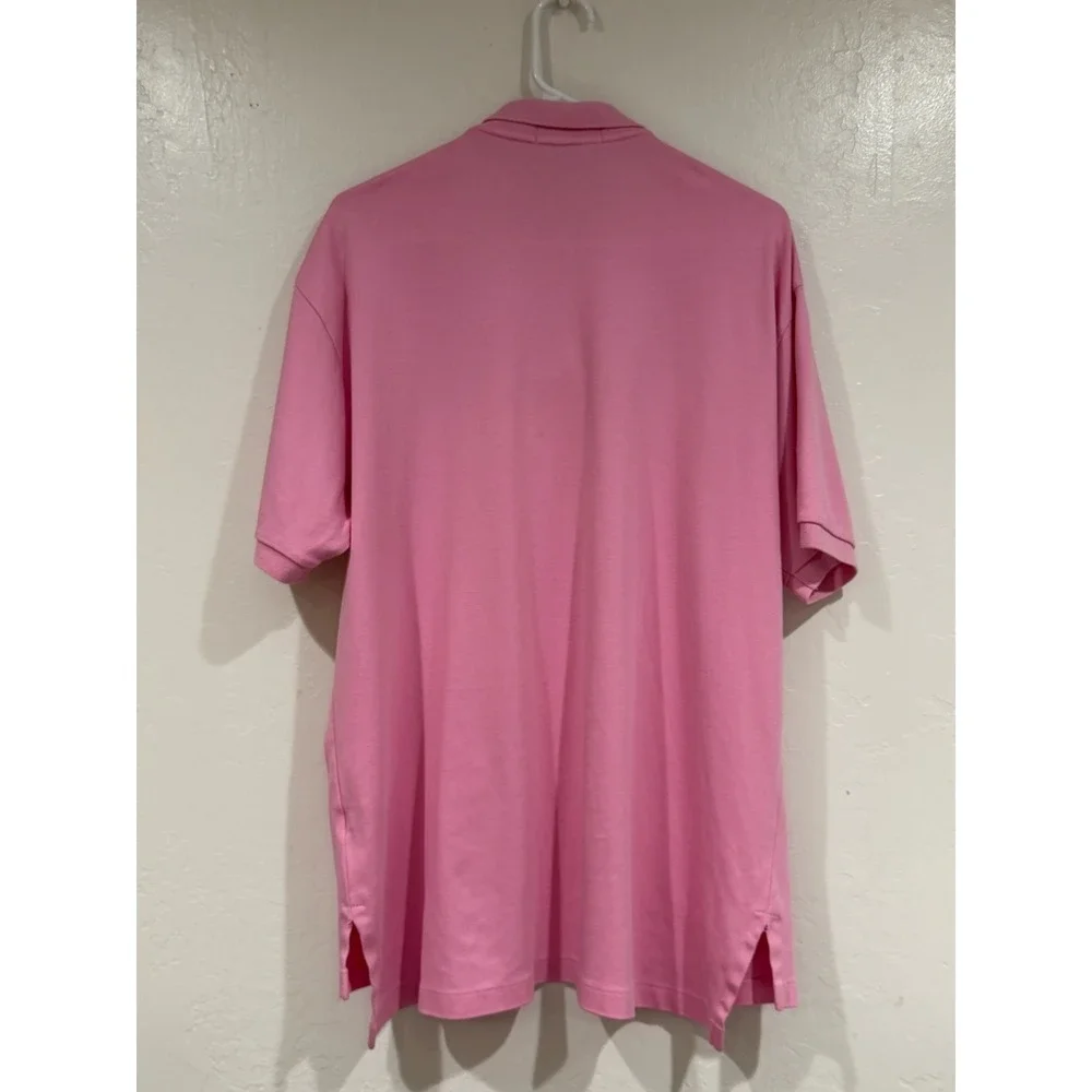 Polo Ralph Lauren Mens Large Pink Short Sleeve Cotton Pique Polo Shirt Blue Pony